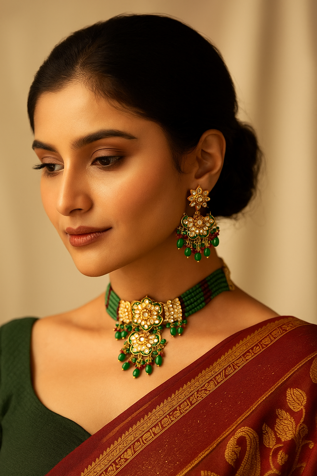 Celestia Carat Emerald Blossom Necklace Set