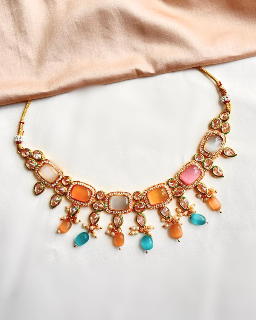 Naveli : Gold Plated AD Necklace Set