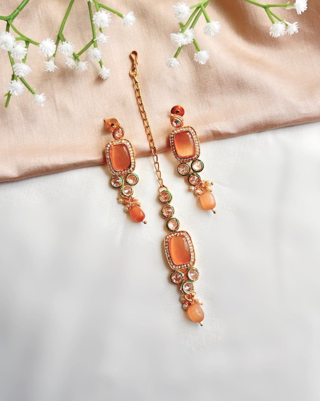 Naveli : Gold Plated AD Necklace Set
