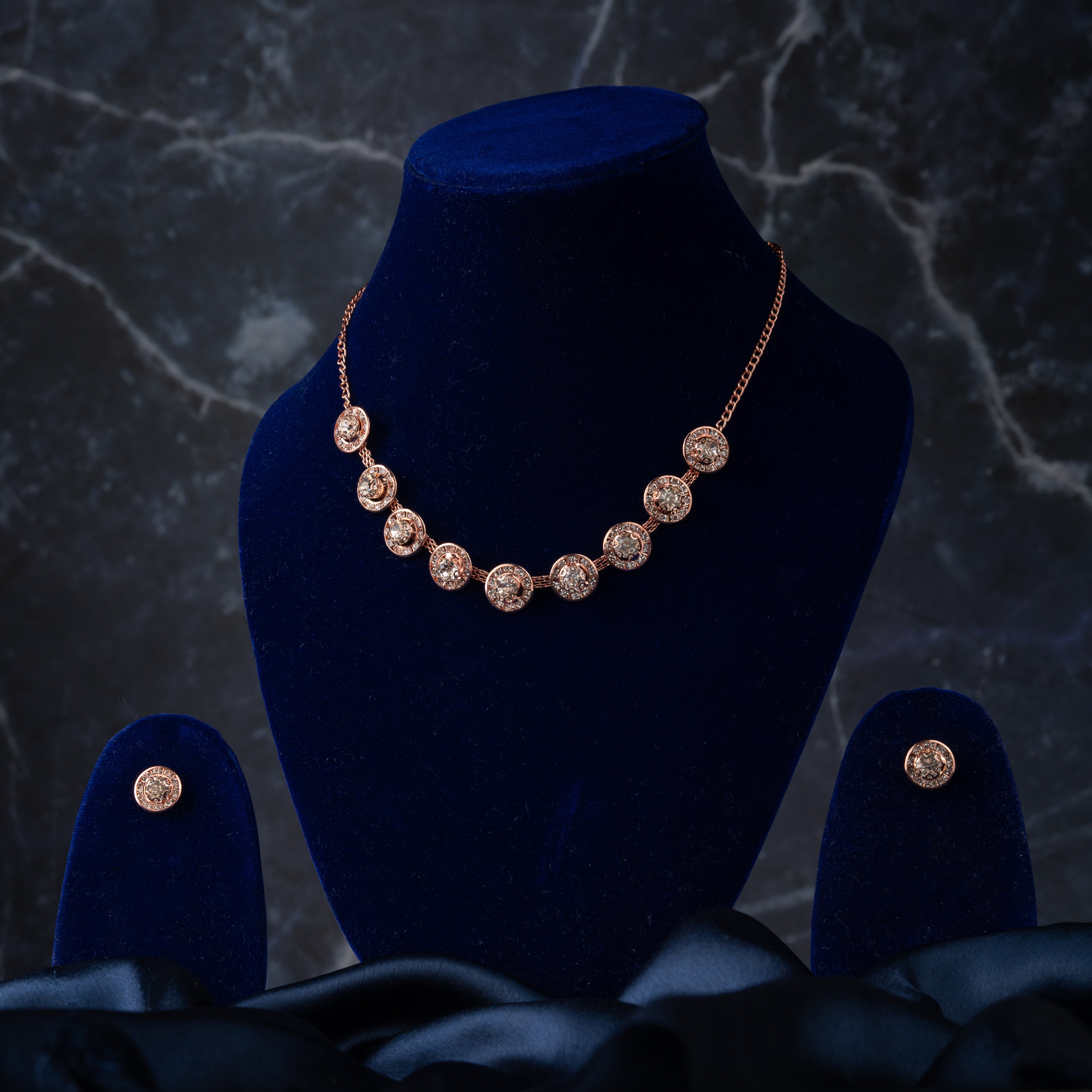 Celestia Carat Crystal Circle Necklace Set (SKU : NS-5128-80)