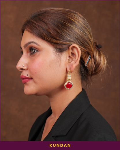 Shloka : Gold plated Kundan Earrings