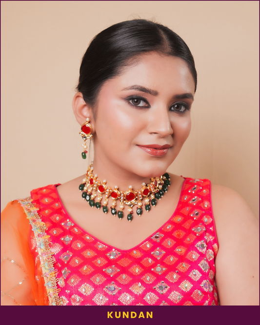 Aya : Gold Plated Kundan Necklace Set