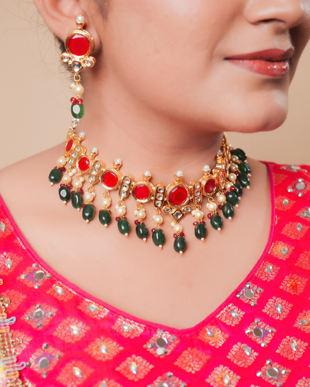 Aya : Gold Plated Kundan Necklace Set