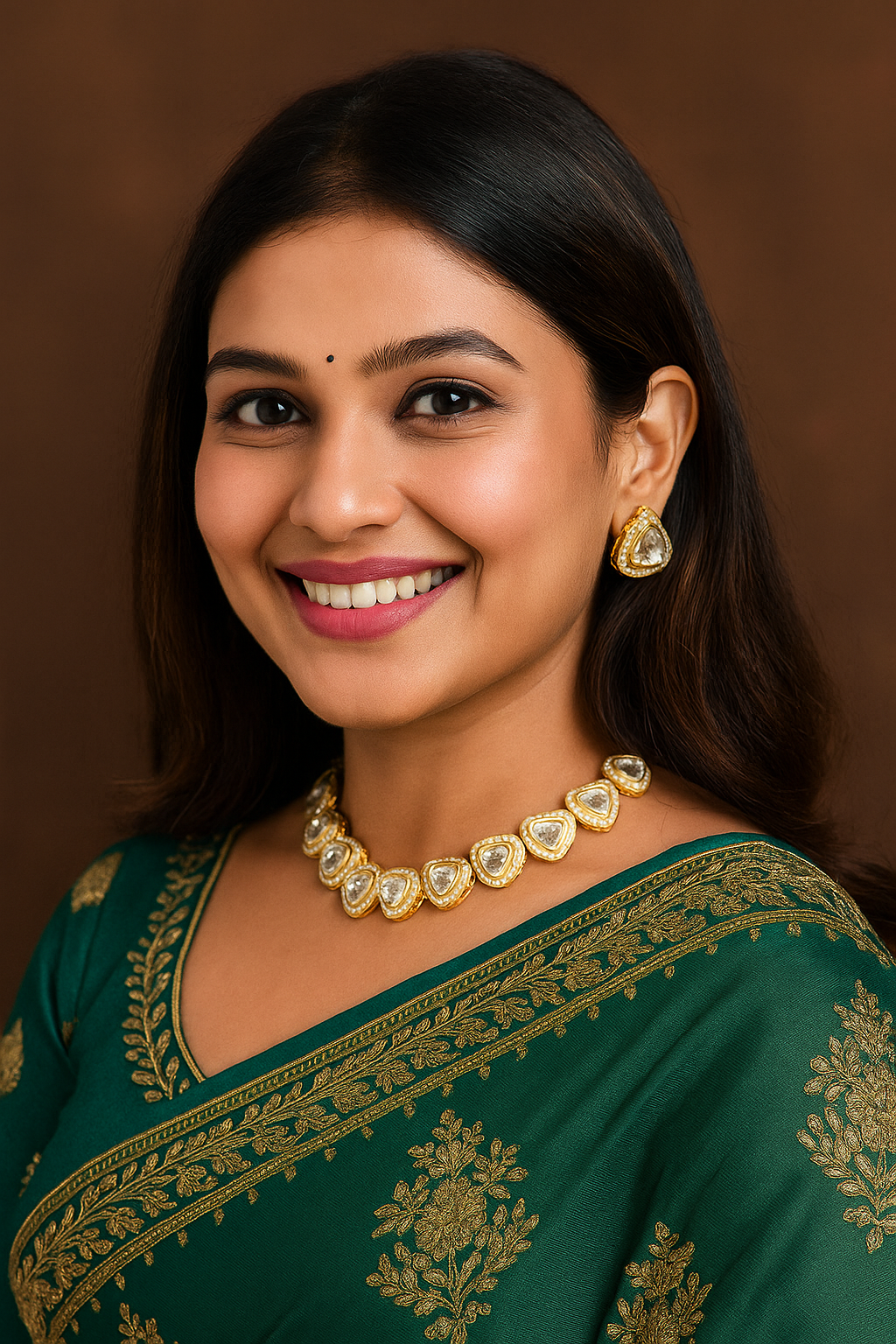 Royal Mirror Finish Kundan Choker Set with Bold Stud Earrings