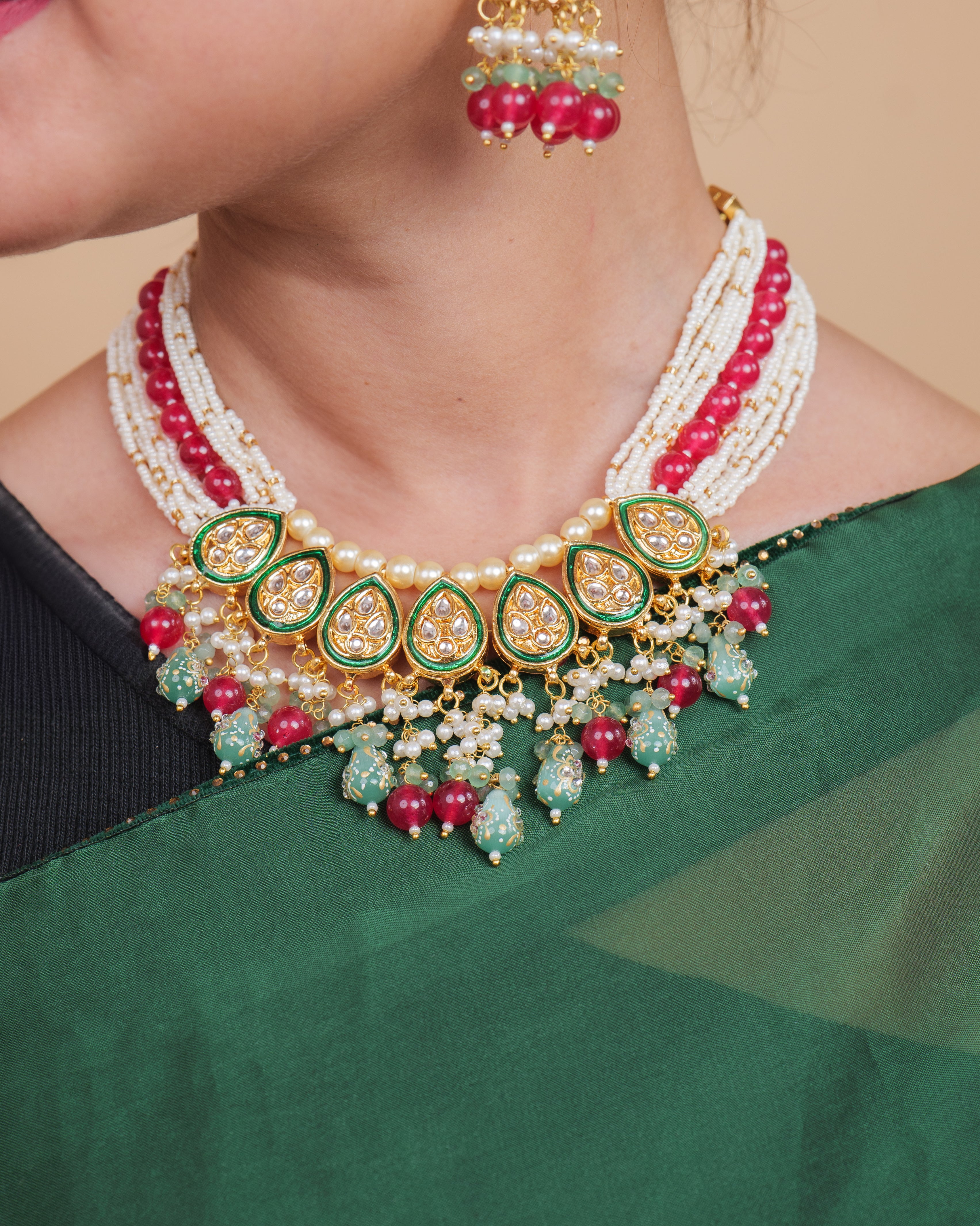 Celestia Carat Elegant Kundan Bridal Jewelry Set – A Perfect Fusion of Tradition and Glamour