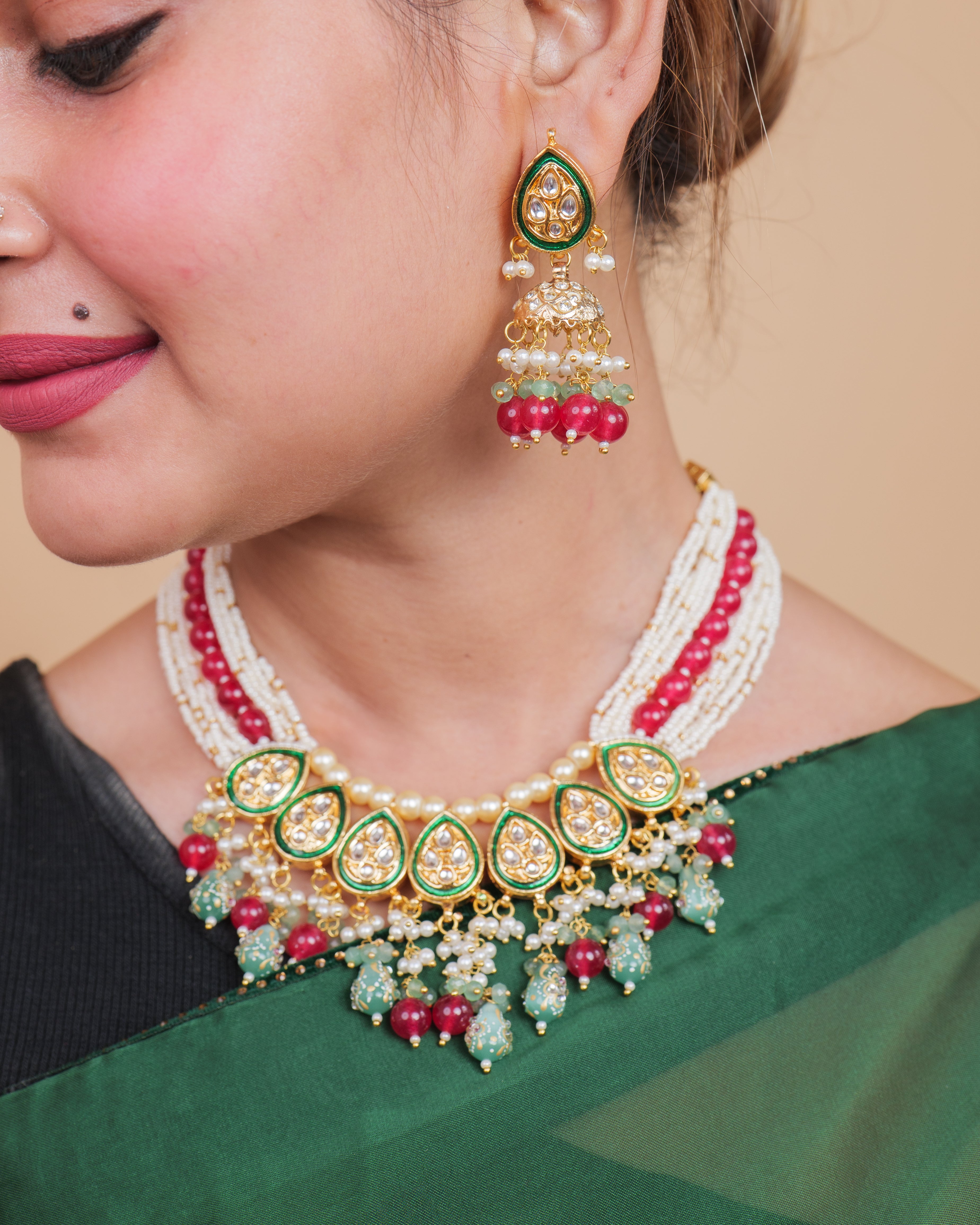 Celestia Carat Elegant Kundan Bridal Jewelry Set – A Perfect Fusion of Tradition and Glamour