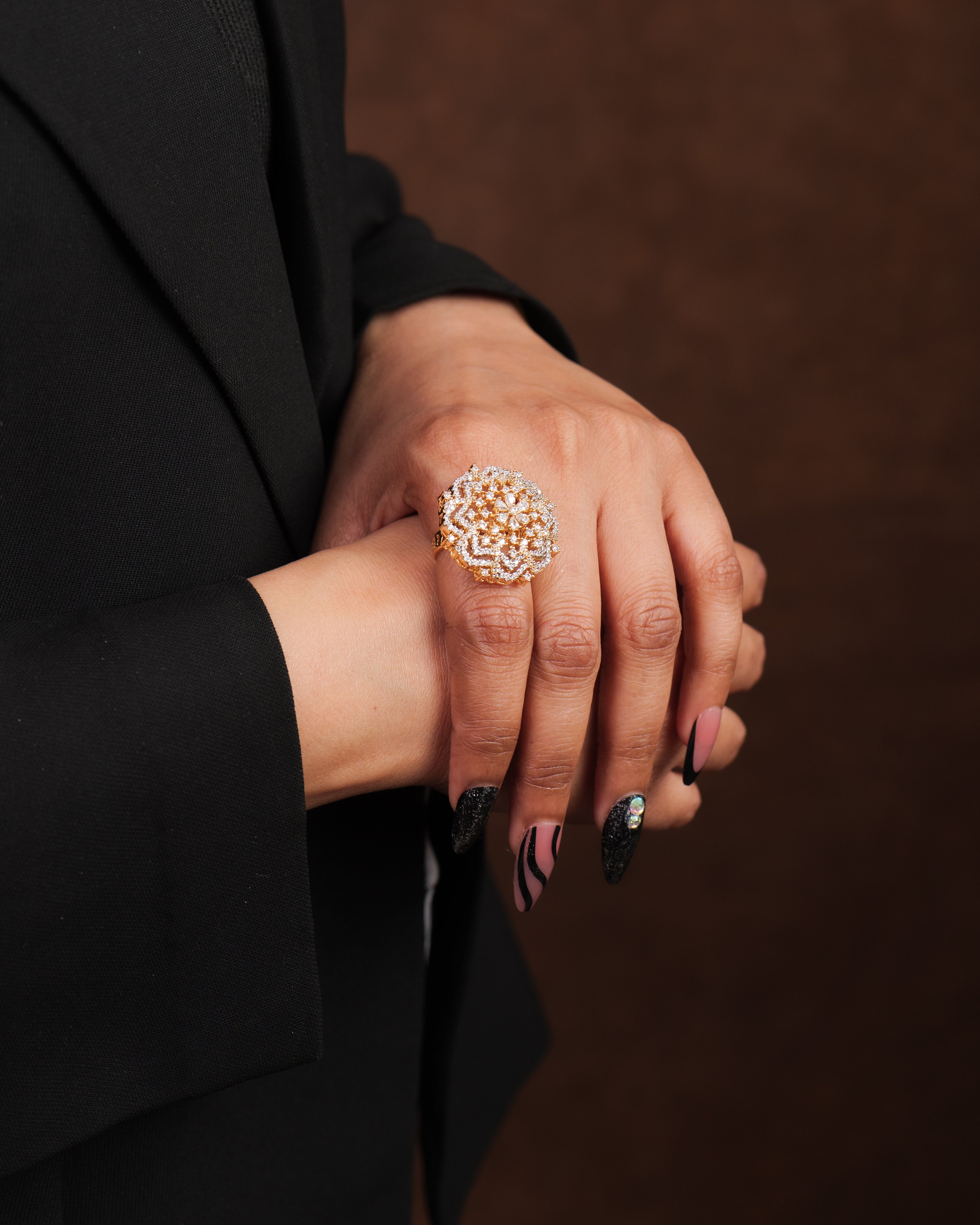 Celestia Carat Majestic Rosette Diamond Cocktail Ring