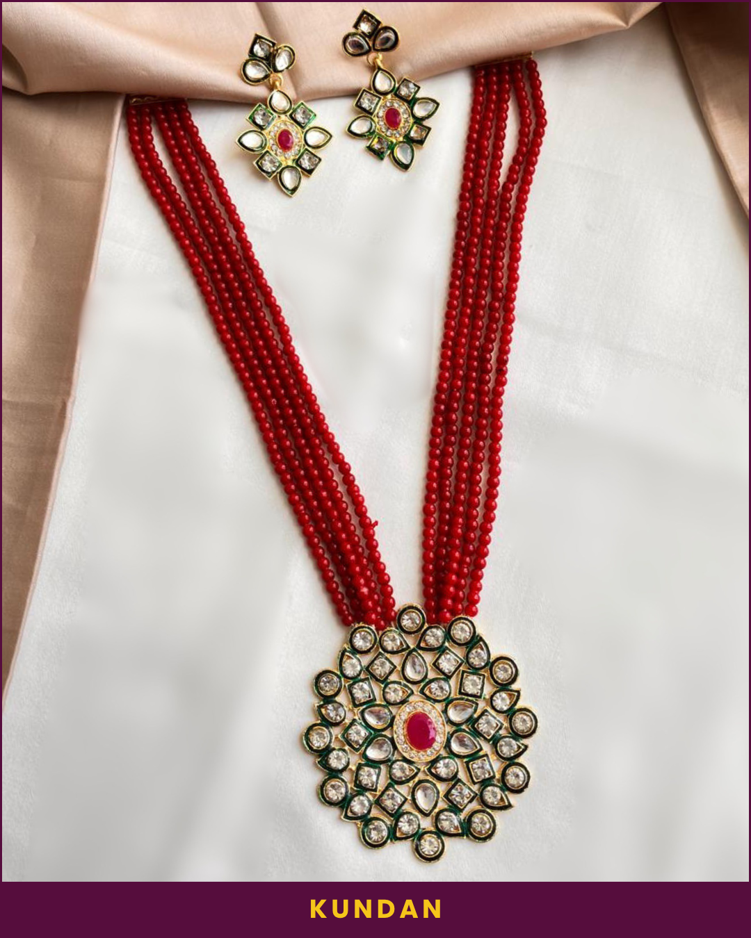 Indu : Kundan Beads Pendant Set