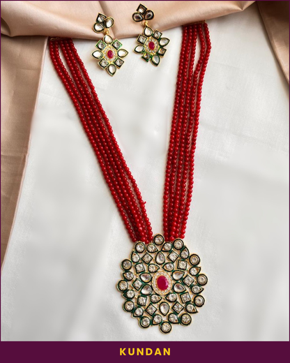 Indu : Kundan Beads Pendant Set