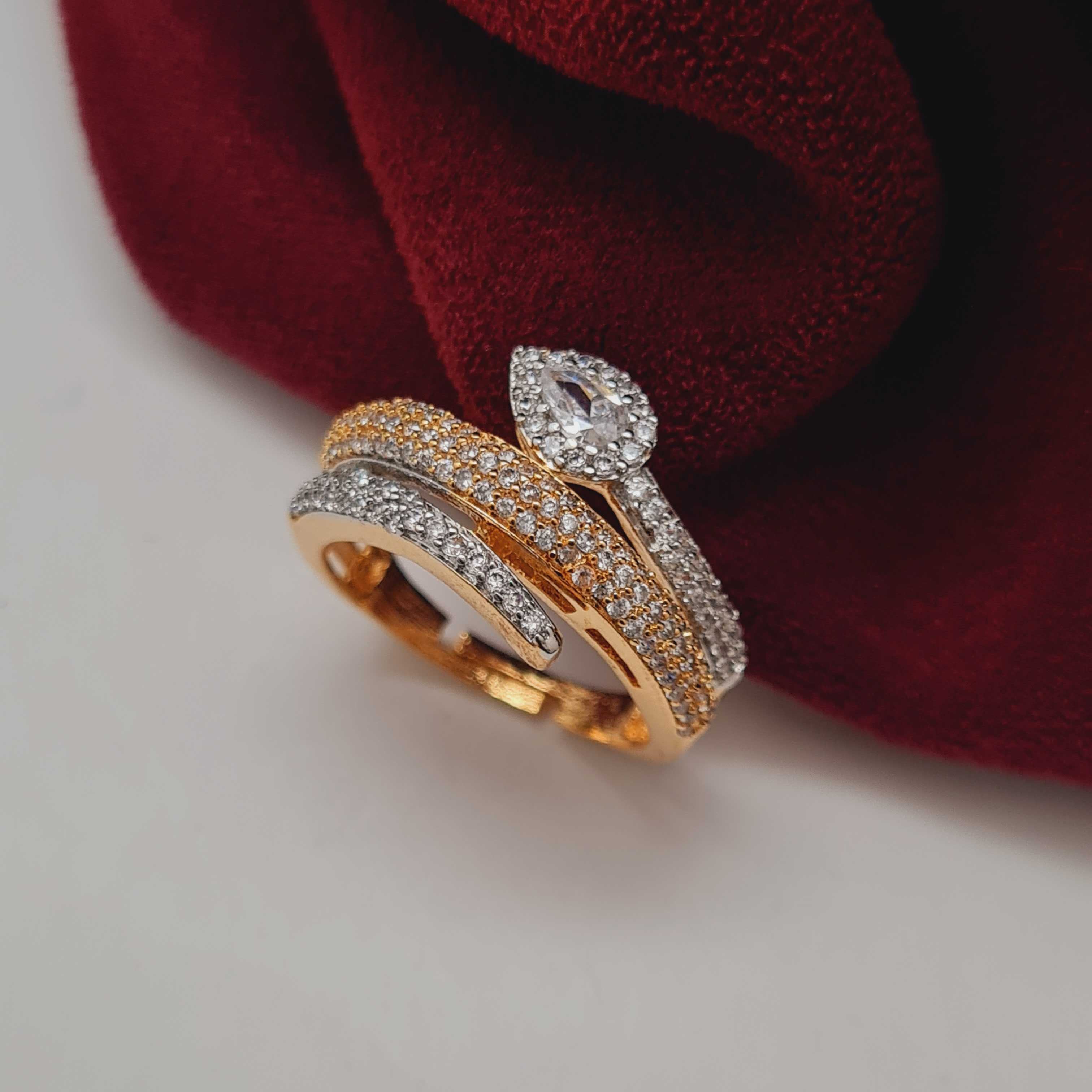Celestia Carat Two-Tone Pear-Cut Diamond Accent Ring (SKU : RIN-5128-44)
