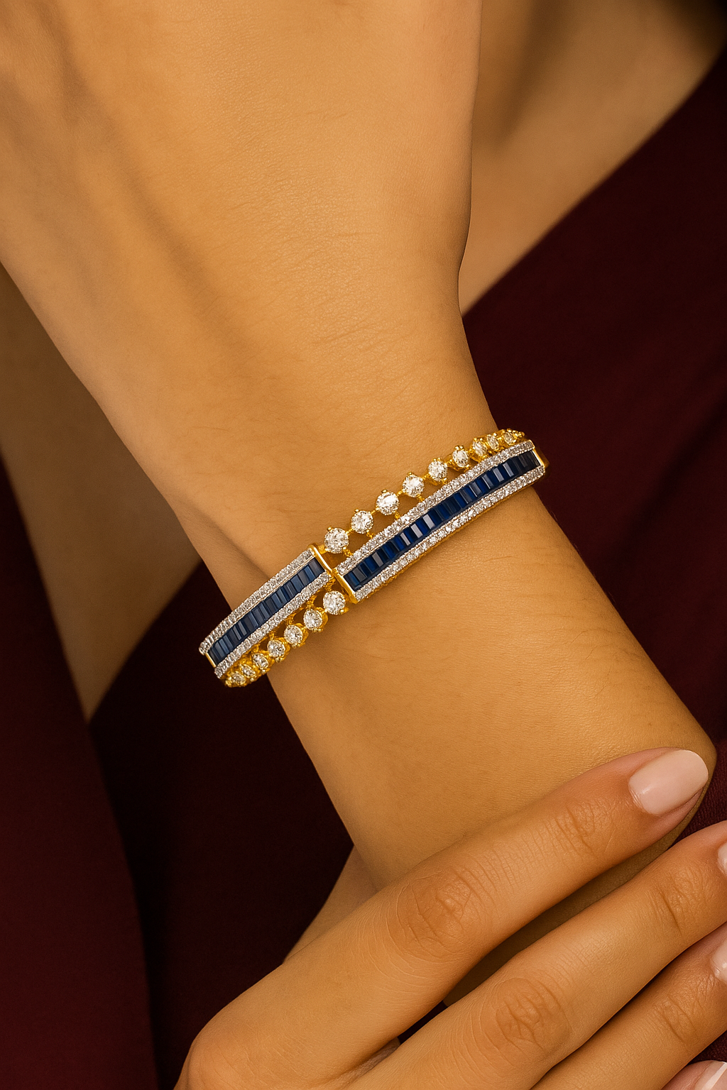 Celestia Carat Royal Sapphire Line Bangle
